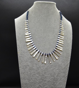 peacock pearl and mother of pearl fan shaped necklace