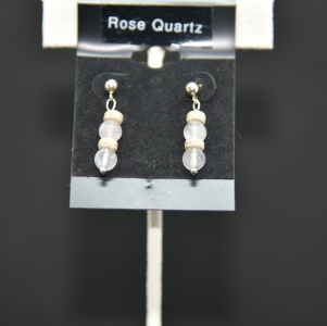 Rose Quartz and steriling silver post earring