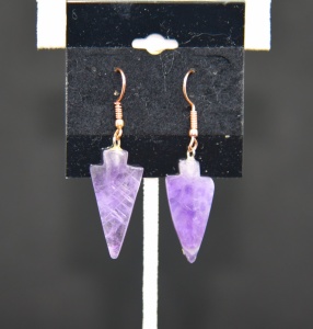 Lilac Amethyst arrow head drop hook earrings